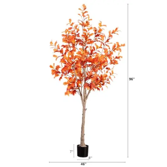 8ft. Potted Artificial Autumn Oak Tree {5}