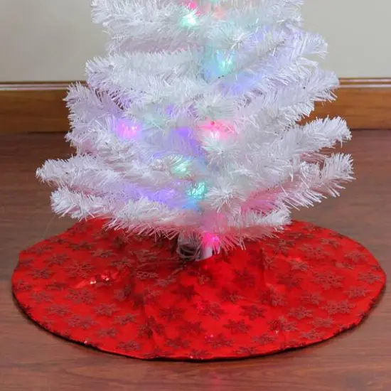 20" Red Sequin Snowflake Mini Tree Skirt {1}