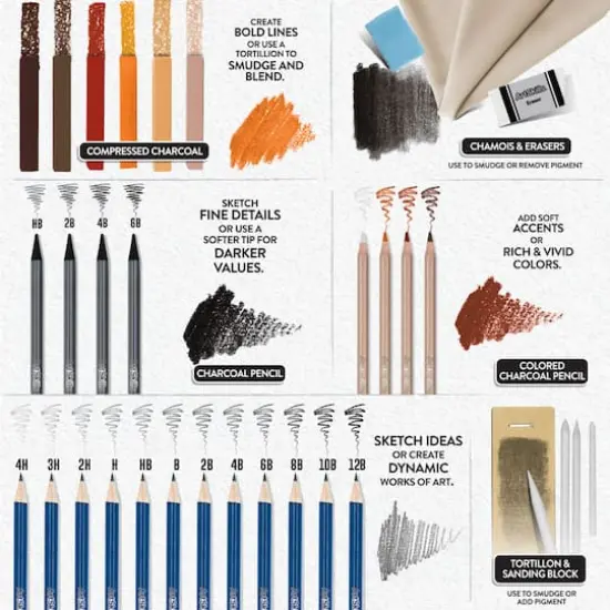 ArtSkills&reg; Premium Sketch Kit With Pencils & Charcoal {5}