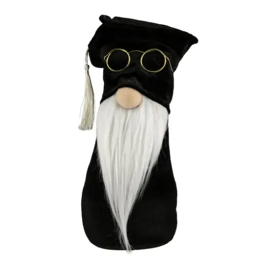 10.5" Graduation Day Boy Gnome in Black Cap & Gown {1}