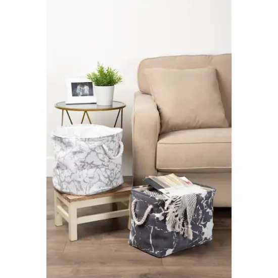 DII&reg; Medium Rectangle Marble Black Polyester Bin {4}