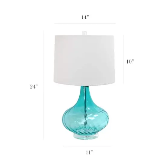 Elegant Designs Light Blue Glass Table Lamp with Fabric Shade {4}