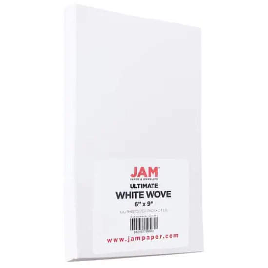 JAM Paper Ultimate White Wove 6" x 9" 24lb. Strathmore Paper, 100 Sheets {1}