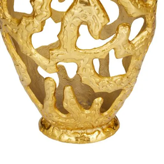 20" Contemporary Aluminum Vase Gold {6}