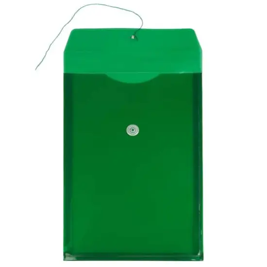 JAM Paper Legal Size Plastic Envelopes with Button & String Tie Closure, 12ct. Green {4}