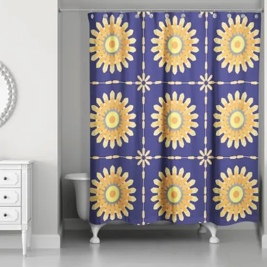 Mandalas Shower Curtain Navy {3}
