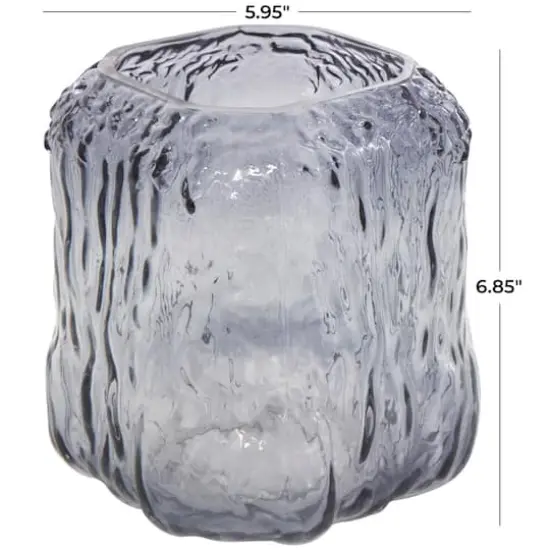 7" Gray Abstract Square Ombre Glass Vase {4}