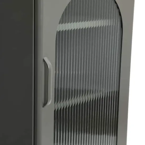 Hello Honey&reg; 40" Solstice Narrow Metal Accent Cabinet with Adjustable Storage Shelves and Arched Glass Door Gray {5}