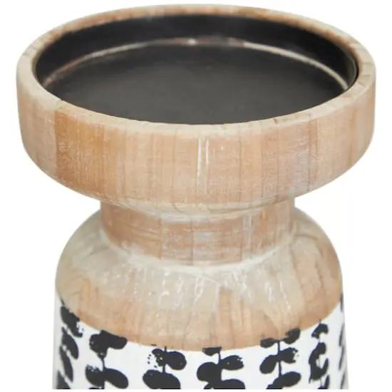 Brown Wood Drooping Vine Pillar Leaf Candle Holder Set {5}