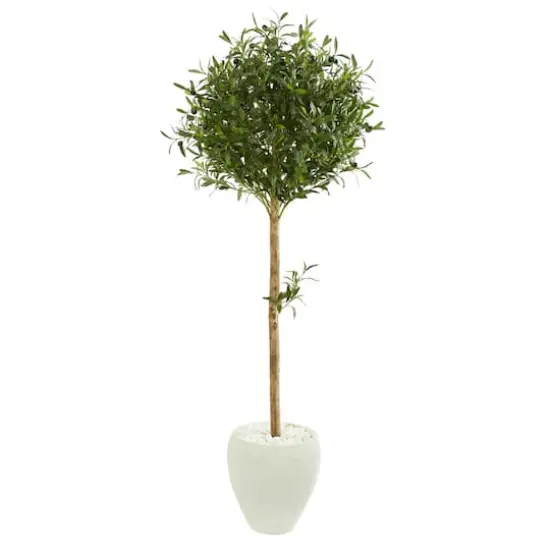 5ft. Olive Topiary Artificial Tree in White Planter {1}