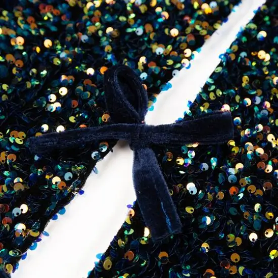 Glitzhome&reg; 48" Navy Blue Sequin Christmas Tree Skirt {6}