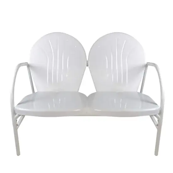 47" Outdoor Retro Tulip Loveseat White {1}