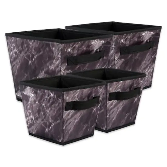 DII&reg; Black Marble Trapezoid Mixed Laundy Bin Set, 4ct. {1}
