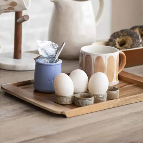 Hello Honey&reg; Brown & Blue Reactive Glaze Stoneware Egg Holder {4}