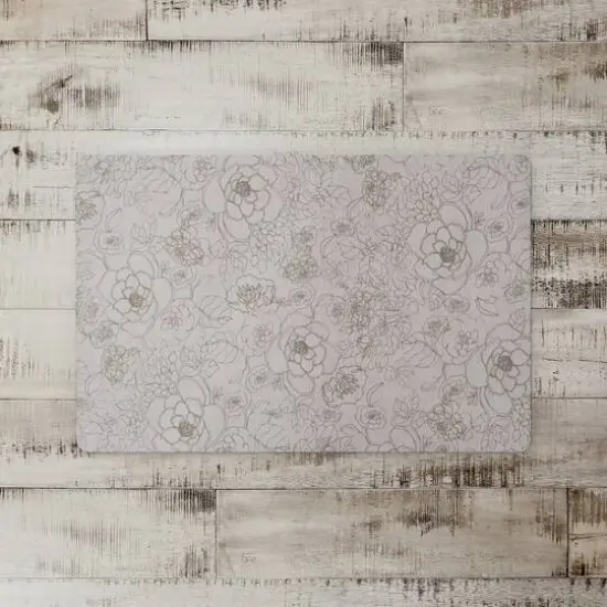Line Floral Floor Mat Gray {3}