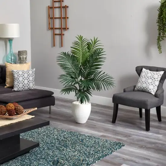 4.5ft. Kentia Palm Tree in White Oval Planter {6}