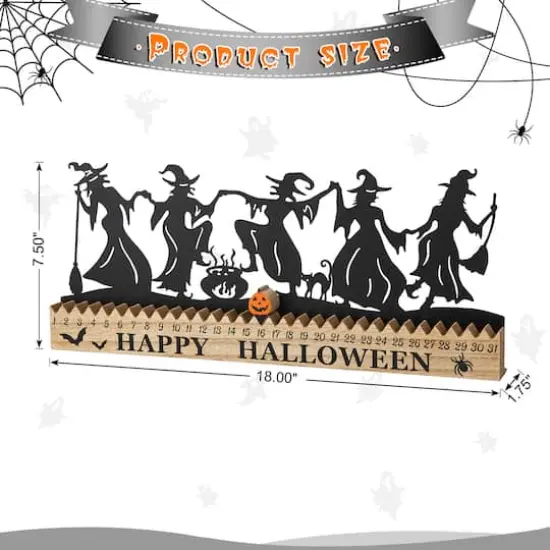 Glitzhome&reg; 18" Halloween Dancing Witch Silhouette Countdown Table Sign {9}