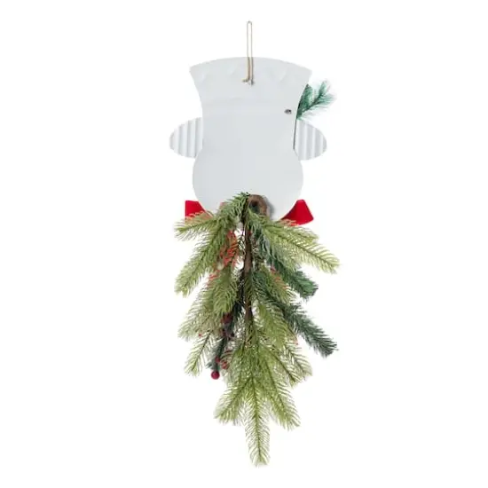 Glitzhome&reg; 25" Greenery Snowman Door Hanger {8}