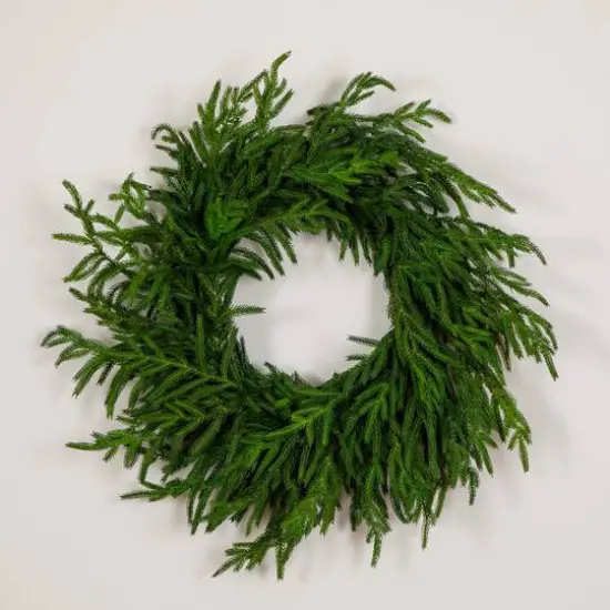 24in. Artificial Real Touch Norfolk Island Pine Wreath with Natural Look {5}