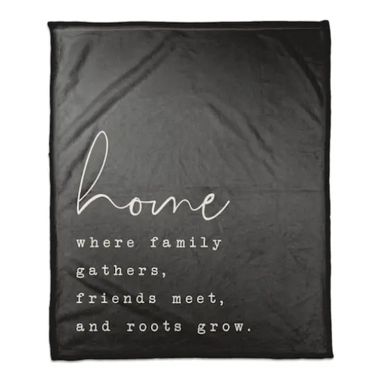 50" x 60" Home Where Family Gathers Coral Fleece Throw Blanket {1}