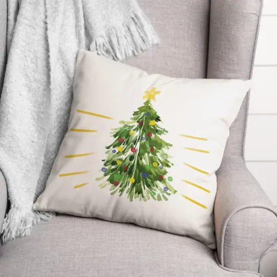 Getting Lit Xmas Tree 18x18 Throw Pillow {4}