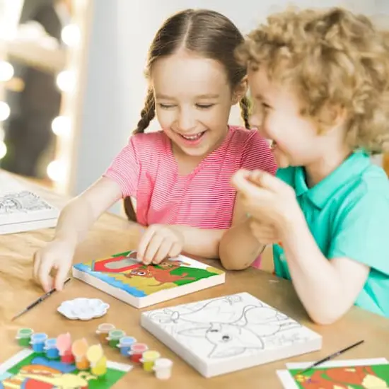 Arteza&reg; Kids Canvas Paint Kit, 4 8x8 Canvas with Brushes & Paints Animals {8}