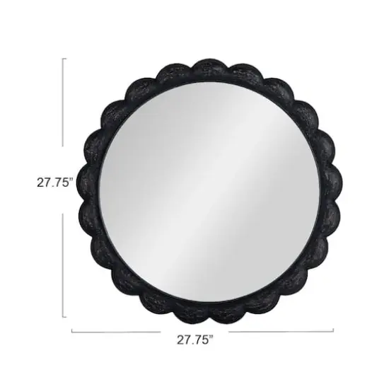 Hello Honey&reg; 27" Black Round Scalloped Wood Wall Mirror {4}