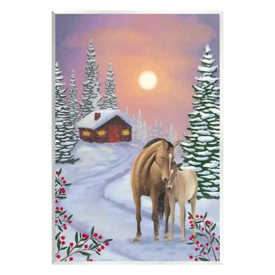 Stupell Industries Holiday Horses Winter Scene Wall Plaque Art {1}
