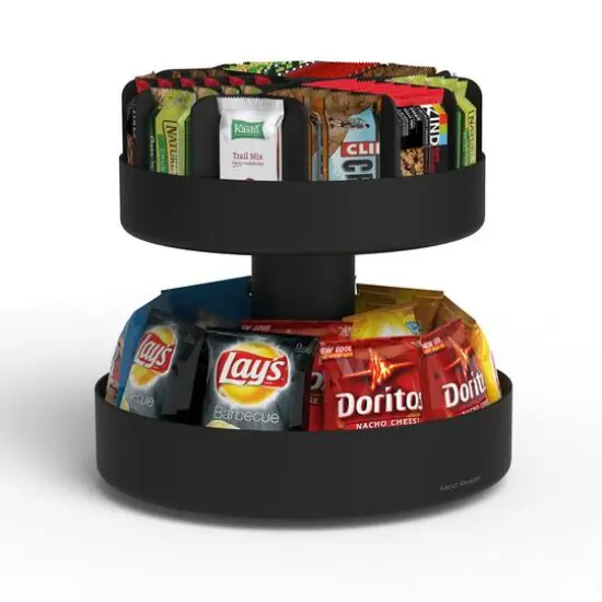 Mind Reader Black 2-Tier Lazy Susan Granola Bar and Snack Organizer {13}