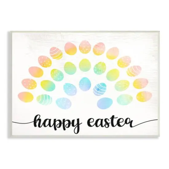 Stupell Industries Happy Easter Phrase Patterned Egg Rainbow Wall Plaque Art {1}