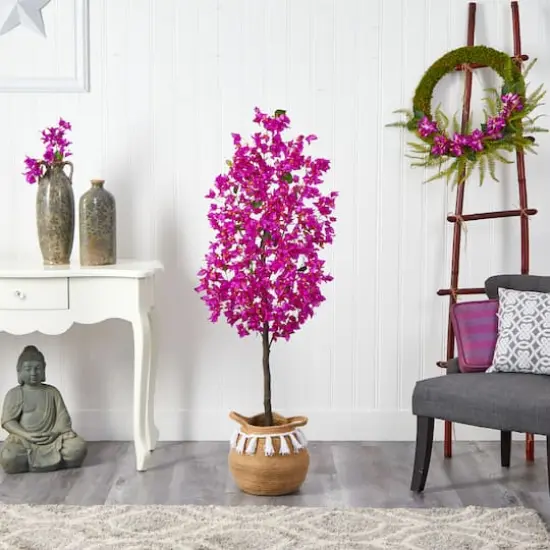 5ft. Artificial Bougainvillea Tree with Basket {5}