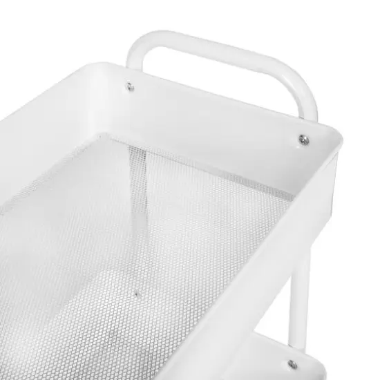 Honey Can Do White 3-Tier Metal Rolling Cart {6}