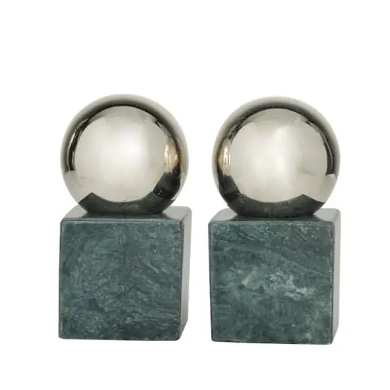 CosmoLiving by Cosmopolitan 7" Marble Orb Bookend Set Silver/Gray {6}