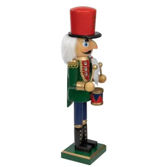 14" Wooden Christmas Nutcracker Drummer {8}