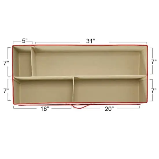 Household Essentials Gift Wrap Storage Box Natural and Red {5}