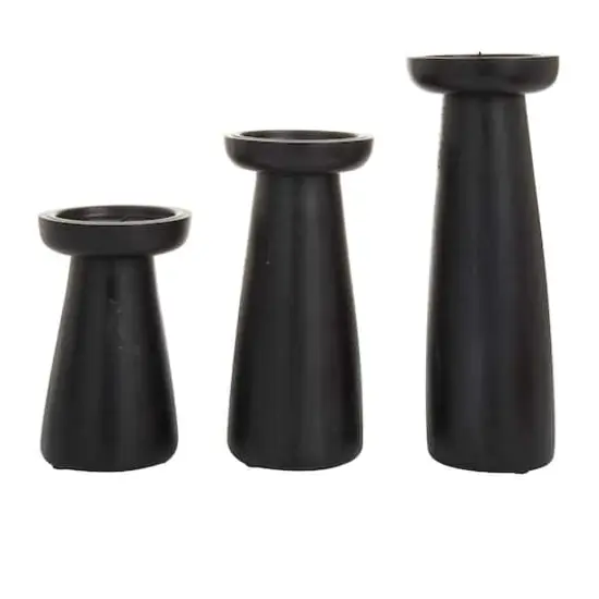 Black Wood Modern Candle holder 10",6",8" {6}