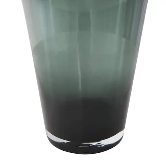 Green Glass Floral Tulip Inspired Ombre Vase with Wavy Opening {9}