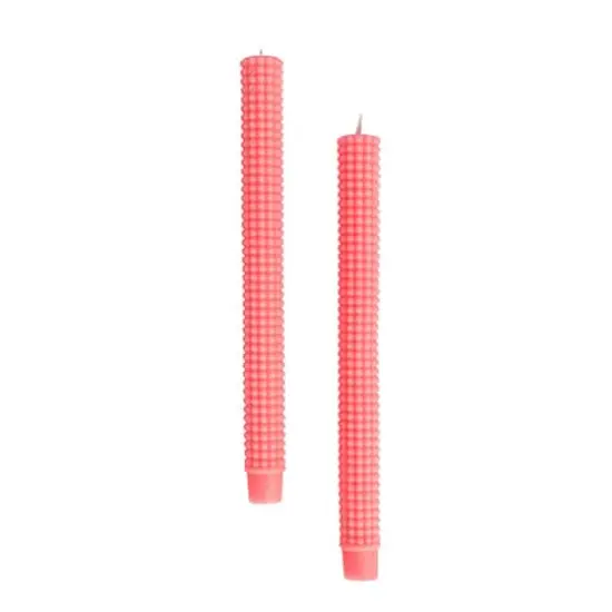Hello Honey&reg; 10" Pink Unscented Hobnail Taper Candles, 2ct. {7}