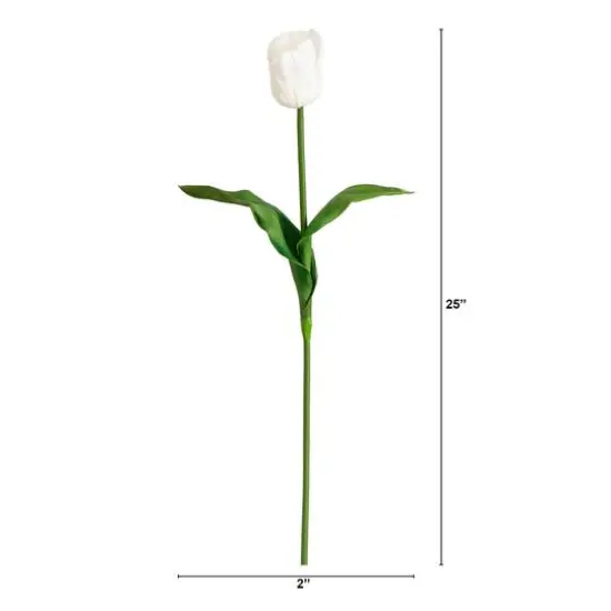 25" White Tulip Flower Stems, 3ct. {6}