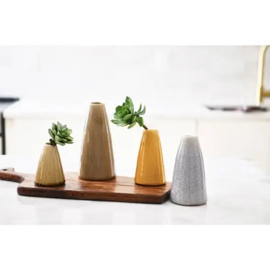Hello Honey&reg; Decorative Conical Stoneware Vase Set Beige Tone {3}
