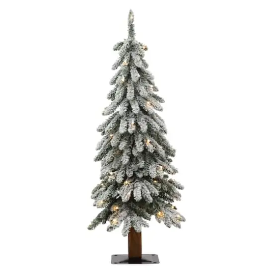 3ft. Pre-Lit Lightly Flocked Artificial Alpine Christmas Tree, Warm White LED Lights {1}