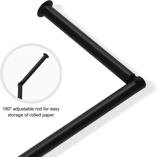 NEX&trade; 21" Black Freestanding Metal Toilet Paper Holder {4}