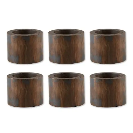 DII&reg; Black Rub Finish Wood Band Napkin Rings, 6ct. {1}