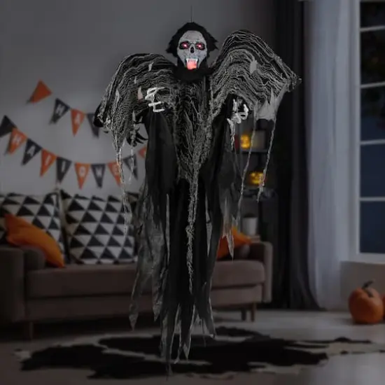 5ft. Animated Hanging Zombie Vampire with Lights & Sound Halloween Decoration {3}