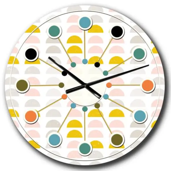 Designart 'Retro Pastel Circular Pattern Iii Mid-Century Modern Wall Clock {1}
