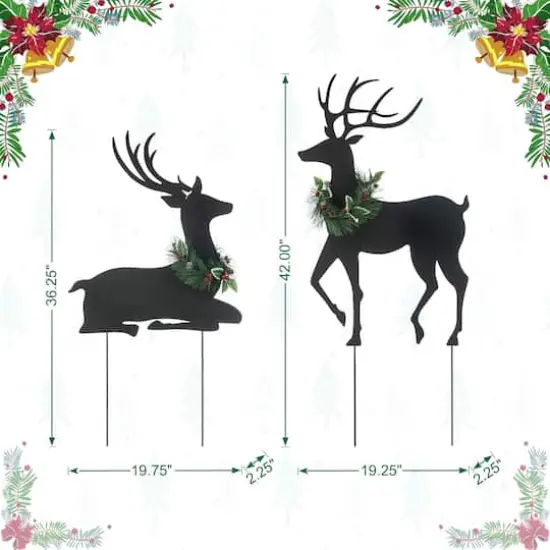 Glitzhome&reg; Metal Reindeer Silhouette Yard Stake Set {8}