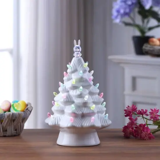 Mr. Cottontail White 13" Ceramic Easter Bunny Tree {3}