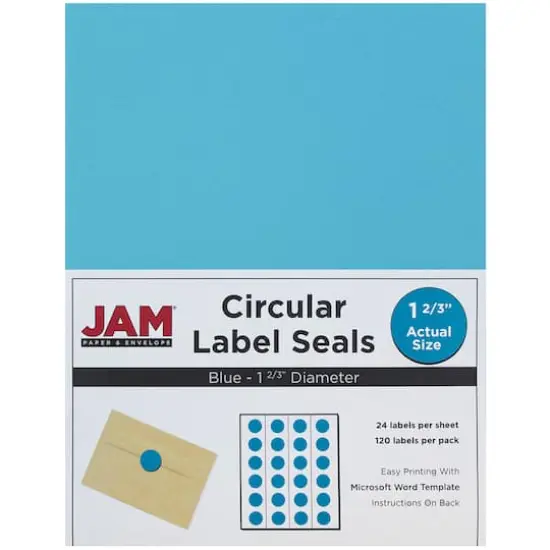 JAM Paper Circular Seal & Rectangular Mailing Address Label Combo Set Blue {6}