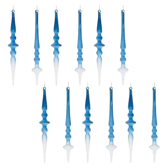 12.5" Blue Ombre Glass Finial Drop Ornament Set {4}