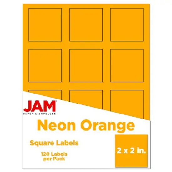 JAM Paper 2" x 2" Square Product & Container Labels, 120ct. Neon Green {2}